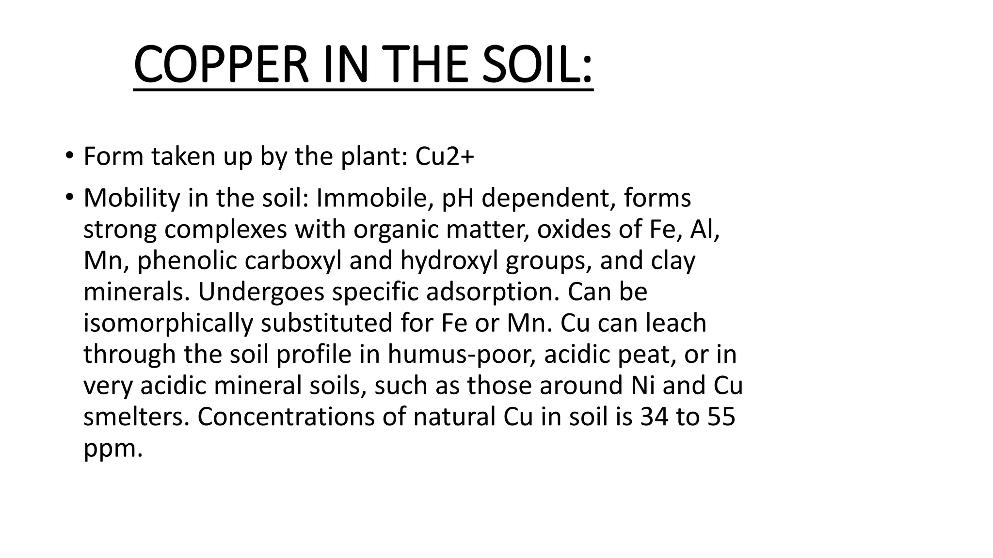 Soil science agriculture, copper element ppt | PPTX