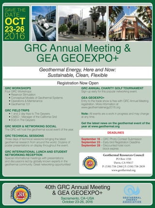 GRC Annual Meeting & GEA GEOEXPO+ - Flyer