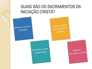QUAIS SÃO OS SACRAMENTOS DA
INICIAÇÃO CRISTÃ?
 
