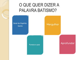 O QUE QUER DIZER A
PALAVRA BATISMO?
 
