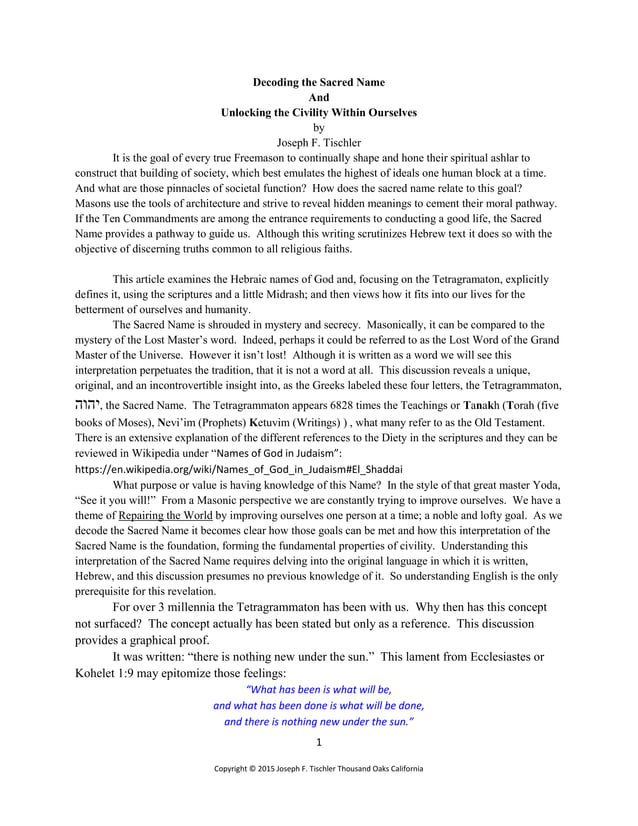 Sacred namedecodingandunlocking | PDF | Judaism | Religion & Spirituality
