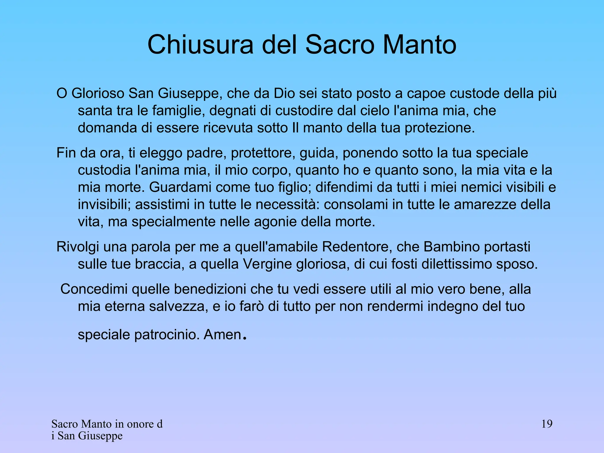 san giuseppe novena sacro manto