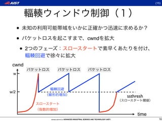 (15)




      •
      •        cwnd

          •2
 cwnd
 w



w/2
                      ssthresh


                           time
                                    16
 