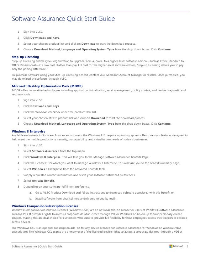 Microsoft Software Assurance Customer Quick Start Guide