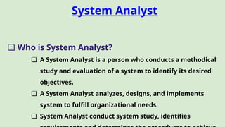 System Analysis and Design - BCA Lecture | PPTX