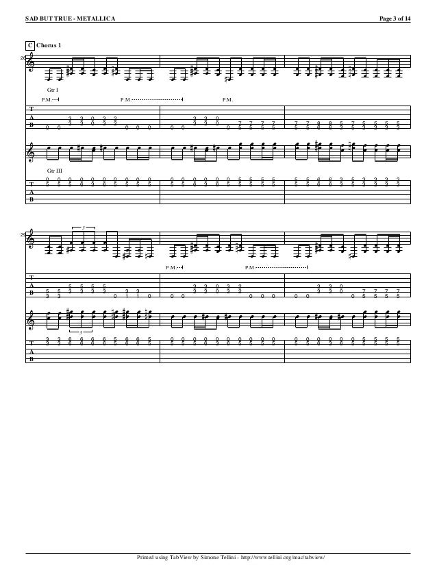 Metallica Sad buttrue guitar tab