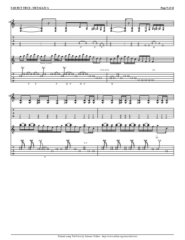 Metallica Sad buttrue guitar tab
