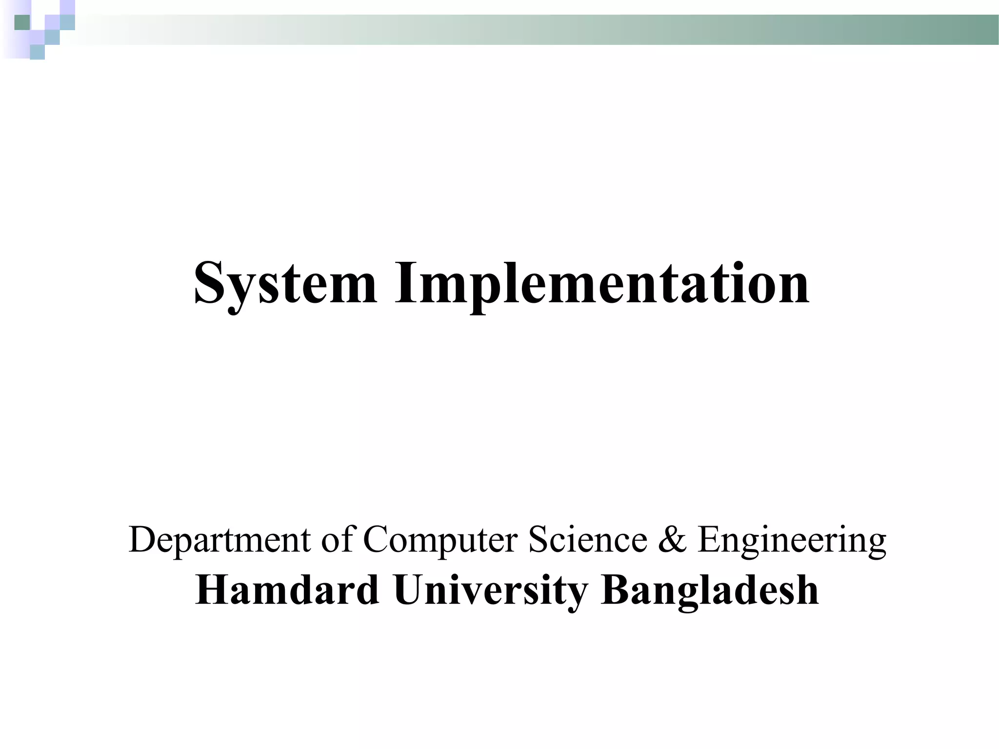 System imolementation(Modern Systems Analysis and Design) | PPT