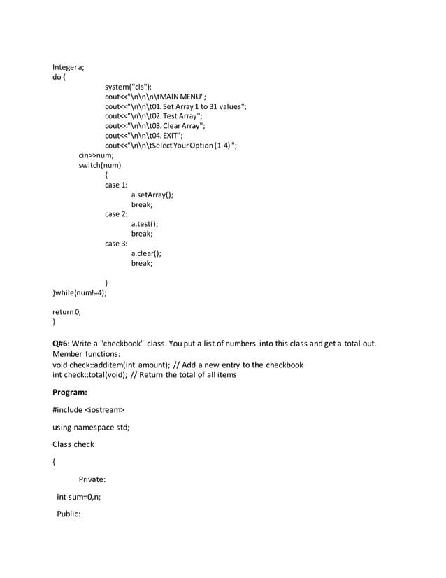 OOP program questions with answers | PDF