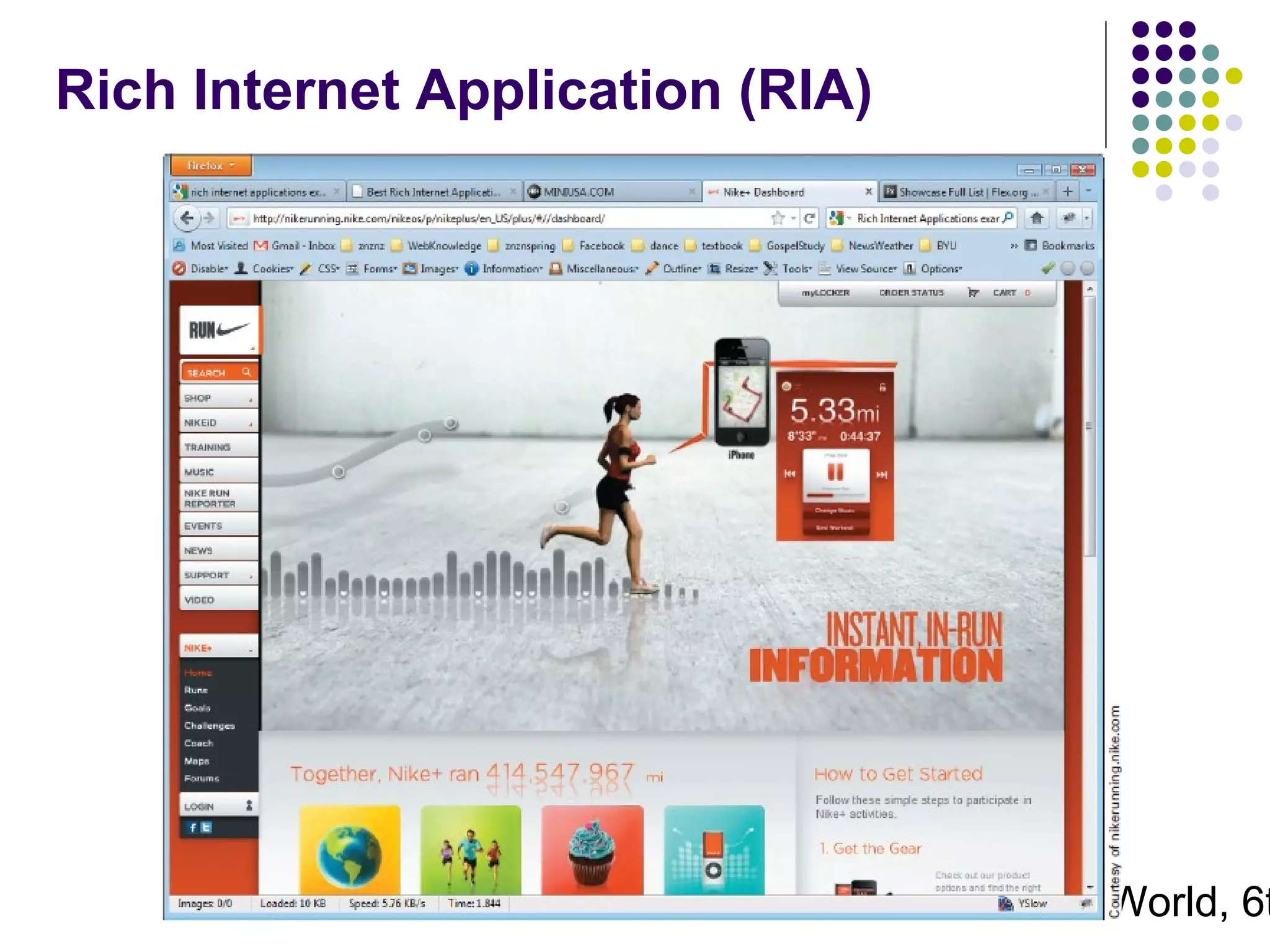 Rich Internet Application (RIA)

Systems Analysis and Design in a Changing World, 6t
38

 
