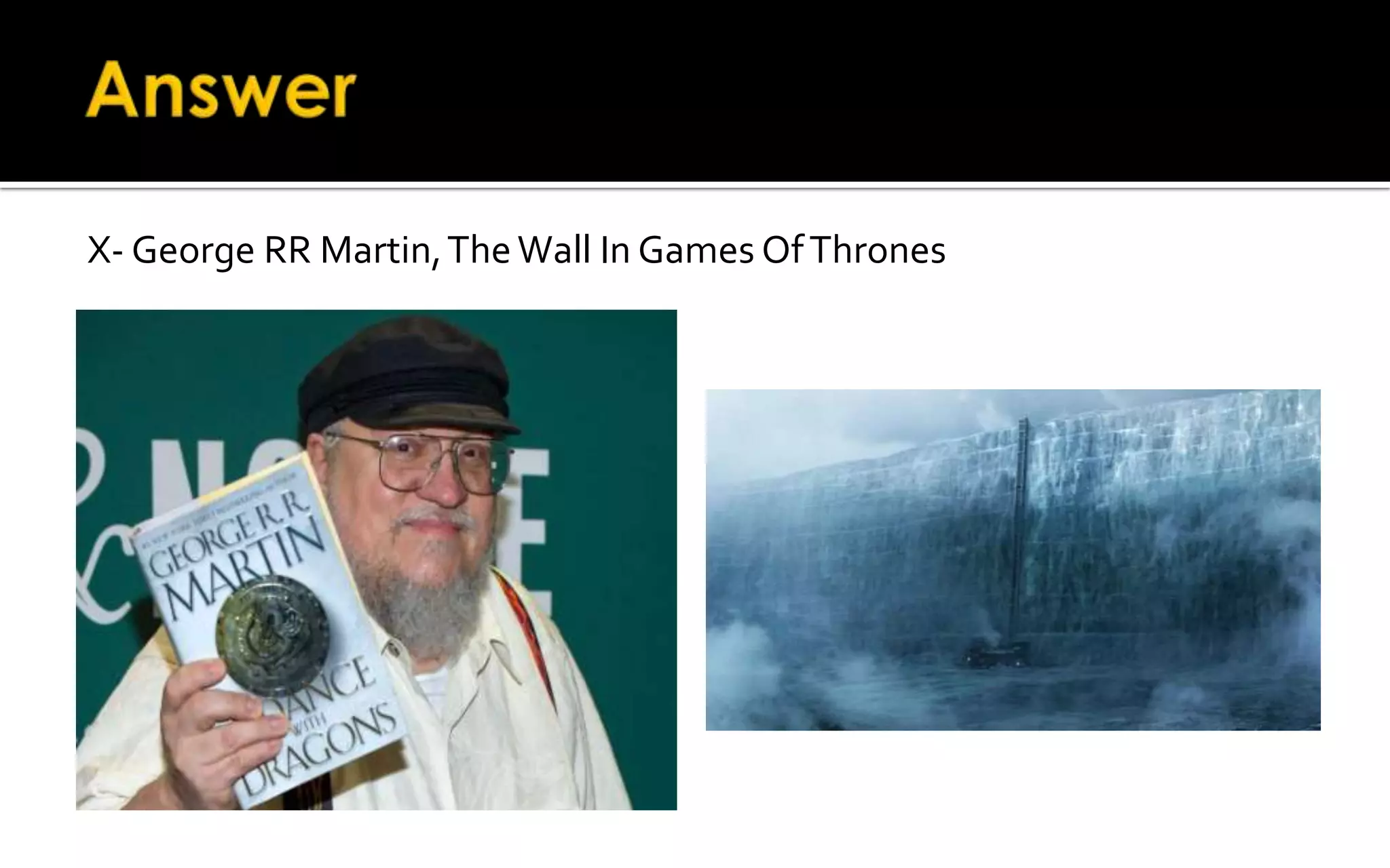 X- George RR Martin,TheWall In Games OfThrones
 