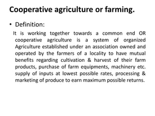 CORPORATE & CO-OPERATIVE AGRICULTURE