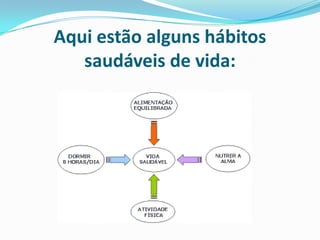 Aqui estão alguns hábitos saudáveis de vida: