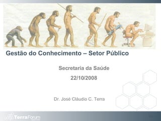 Gestão do Conhecimento – Setor Público Secretaria da Saúde 22/10/2008 Slide  Dr. José Cláudio C. Terra 