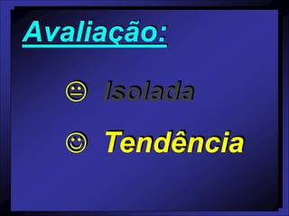 Avaliação:
 Isolada
 Tendência
 