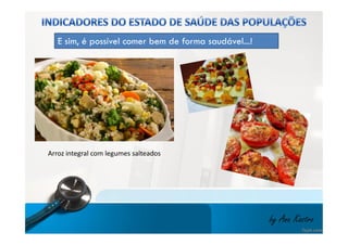 E sim, é possível comer bem de forma saudável...! 
by Ana Kastro 
Arroz integral com legumes salteados 
 