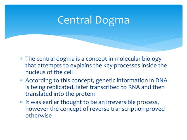 Sadeeqsheshe the central dogma of molecular biology | PPT