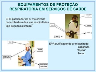 EPR purificador de ar motorizado
com cobertura das vias respiratórias
tipo peça facial inteira”
EPR purificador de ar motorizado
com cobertura
das vias respiratórias tipo “touca”
com anteparo tipo protetor facial
 