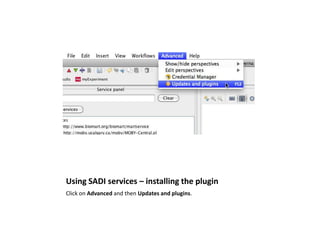 Using SADI services – installing the plugin Click on Advanced and then Updates and plugins. 