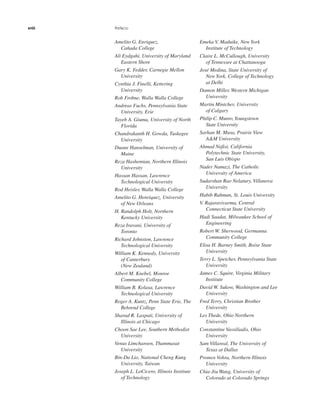 xviii Prefacio
Amelito G. Enriquez,
Cañada College
Ali Eydgahi, University of Maryland
Eastern Shore
Gary K. Fedder, Carnegie Mellon
University
Cynthia J. Finelli, Kettering
University
Rob Frohne, Walla Walla College
Andreas Fuchs, Pennsylvania State
University, Erie
Tayeb A. Giuma, University of North
Florida
Chandrakanth H. Gowda, Tuskegee
University
Duane Hanselman, University of
Maine
Reza Hashemian, Northern Illinois
University
Hassan Hassan, Lawrence
Technological University
Rod Heisler, Walla Walla College
Amelito G. Henriquez, University
of New Orleans
H. Randolph Holt, Northern
Kentucky University
Reza Iravani, University of
Toronto
Richard Johnston, Lawrence
Technological University
William K. Kennedy, University
of Canterbury
(New Zealand)
Albert M. Knebel, Monroe
Community College
William B. Kolasa, Lawrence
Technological University
Roger A. Kuntz, Penn State Erie, The
Behrend College
Sharad R. Laxpati, University of
Illinois at Chicago
Choon Sae Lee, Southern Methodist
University
Venus Limcharoen, Thammasat
University
Bin-Da Lio, National Cheng Kung
University, Taiwan
Joseph L. LoCicero, Illinois Institute
of Technology
Emeka V. Maduike, New York
Institute of Technology
Claire L. McCullough, University
of Tennessee at Chattanooga
José Medina, State University of
New York, College of Technology
at Delhi
Damon Miller, Western Michigan
University
Martin Mintchev, University
of Calgary
Philip C. Munro,Youngstown
State University
Sarhan M. Musa, Prairie View
A&M University
Ahmad Nafisi, California
Polytechnic State University,
San Luis Obispo
Nader Namazi, The Catholic
University of America
Sudarshan Rao Nelatury, Villanova
University
Habib Rahman, St. Louis University
V. Rajaravivarma, Central
Connecticut State University
Hadi Saadat, Milwaukee School of
Engineering
Robert W. Sherwood, Germanna
Community College
Elisa H. Barney Smith, Boise State
University
Terry L. Speicher, Pennsylvania State
University
James C. Squire, Virginia Military
Institute
David W. Sukow, Washington and Lee
University
Fred Terry, Christian Brother
University
Les Thede, Ohio Northern
University
Constantine Vassiliadis, Ohio
University
Sam Villareal, The University of
Texas at Dallas
Promos Vohra, Northern Illinois
University
Chia-Jiu Wang, University of
Colorado at Colorado Springs
 