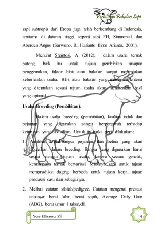 Saduran prospek pembibitan sapi | DOCX
