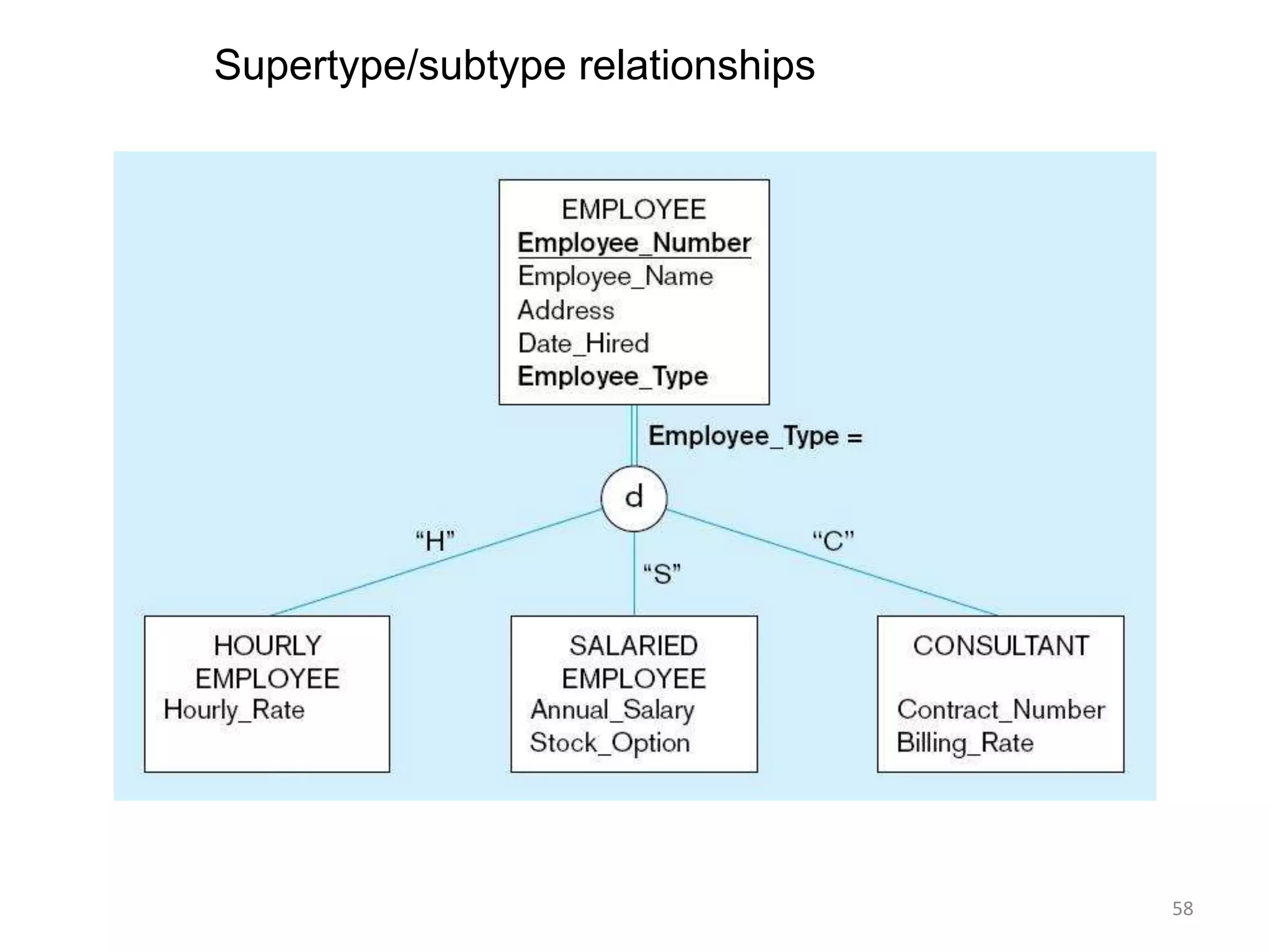 Supertype/subtype relationships58