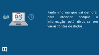 Paulo informa que vai demorar
para atender porque a
informação está dispersa em
várias fontes de dados.
 