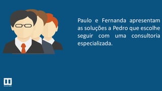 Paulo e Fernanda apresentam
as soluções a Pedro que escolhe
seguir com uma consultoria
especializada.
 