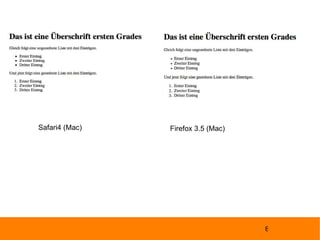 Safari4 (Mac) Firefox 3.5 (Mac) 