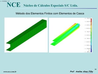 14
Prof. Avelino Alves Filho
NCE Núcleo de Cálculos Especiais S/C Ltda.
www.nce.com.br
Método dos Elementos Finitos com Elementos de Casca
2
/00,410 cmKgf
 