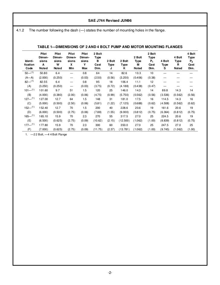 Sae 2 Bolt Flange Dimensions Chart