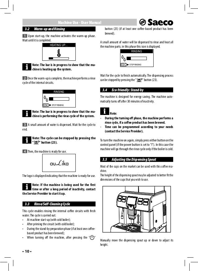 Saeco aulika user manual