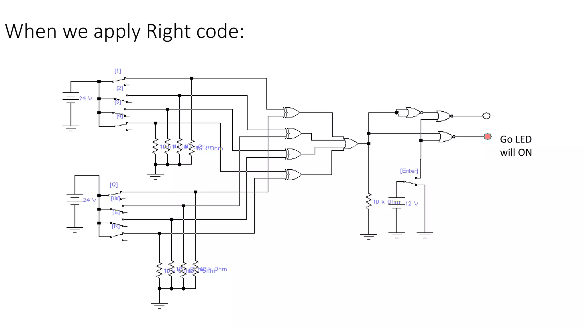 When we apply Right code:
Go LED
will ON