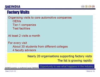 Opportunity to see what happens in the industry
Date: 01-01-10                                           Slide no: 16
 