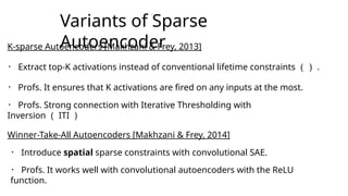 Introduction to Sparse Autoencoders and its applications | PPT