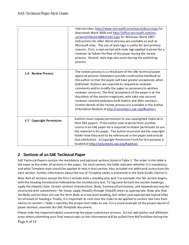 sae paper style guide technical paper format