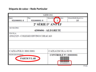 Etiqueta de caixa – Rede Particular 