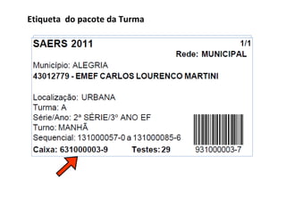 Etiqueta  do pacote da Turma 