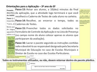 Orientações para a Aplicação – 3º ano do EF 