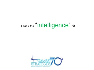 That‟s the

“intelligence” bit

 