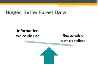 Bigger, Better Forest Data
Information
we could use Reasonable
cost to collect
 