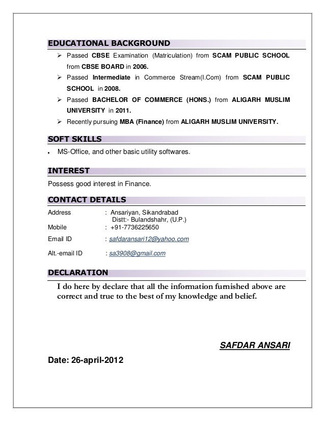 educational background resumes