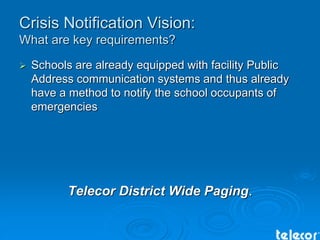Safe Inc. Telecor District Wide Paging Systems For Schools | PPTX