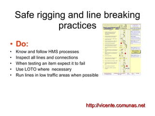 Safe rigging and line breaking practices ,[object Object],[object Object],[object Object],[object Object],[object Object],[object Object],http://vicente.comunas.net 