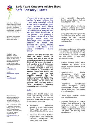Safe Sensory Plants: Early Years Outdoors Learning | PDF