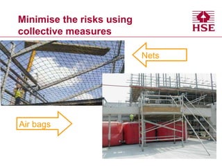 Minimise the risks using
collective measures
Nets
Air bags
 