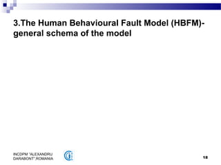 18
INCDPM ”ALEXANDRU
DARABONT”,ROMANIA
3.The Human Behavioural Fault Model (HBFM)-
general schema of the model
 