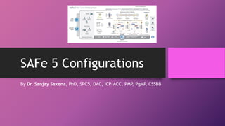 SAFe 5 Configurations
By Dr. Sanjay Saxena, PhD, SPC5, DAC, ICP-ACC, PMP, PgMP
, CSSBB
 