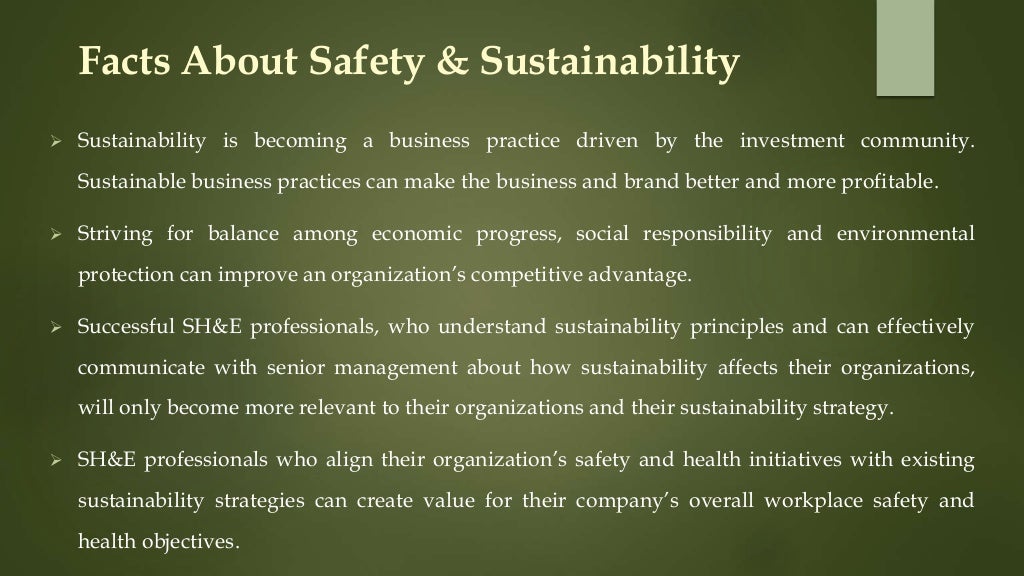 SAFETY & SUSTAINABILITY