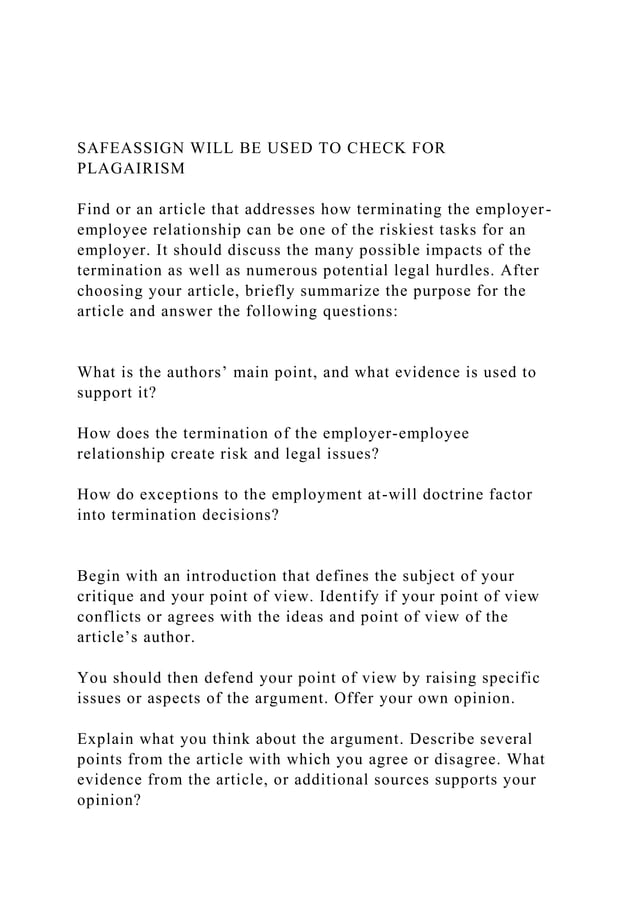 SAFEASSIGN WILL BE USED TO CHECK FOR PLAGAIRISMFind or an ar.docx